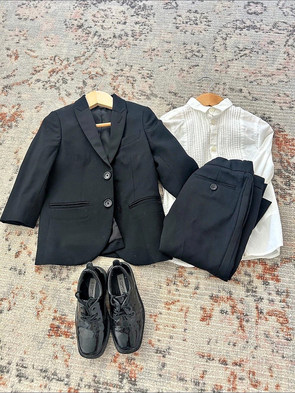 Boys Crewcuts Tuxedo with H&M Tuxedo shirt.  Matching shoes in size 9